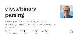 GitHub - dloss/binary-parsing: A list of generic tools for parsing binary data structures, such as file formats, network protocols or bitstreams